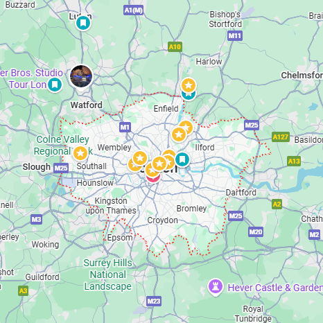 Map of areas covered London, Hertfordshire, Essex, Buckinghamshire